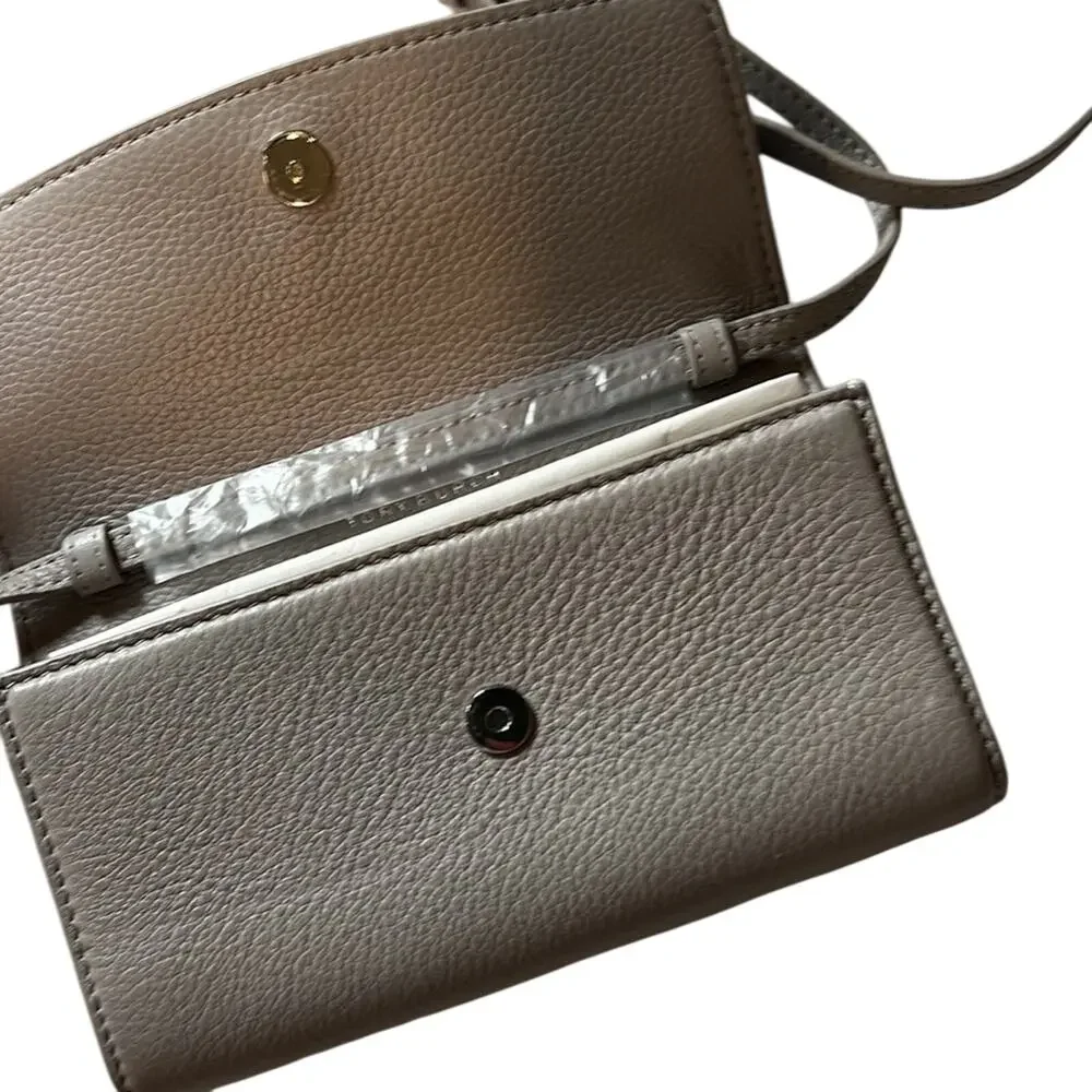 Tory Burch Ladies Light Gray Pebbled Leather Crossbody Bag, Adjustable Strap!